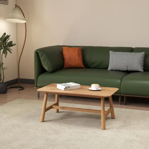 Vista 5 de CIMOTA Mesa auxiliar, mesa central rectangular moderna de mediados de siglo, mesa de té de madera natural maciza para sala de estar, acabado