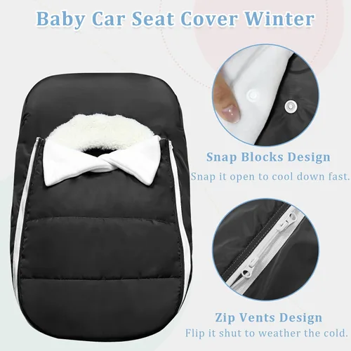 Vista 5 de Funda de asiento de automóvil para bebé, invierno, impermeable, para recién nacido, resistente al viento, funda de asiento de automóvil para bebé