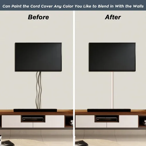 Vista 6 de Funda para cable de 62.8" para pared, cubierta de cable beige para pared, kit de cubierta de cable pintabla para pared, ocultadores de cable