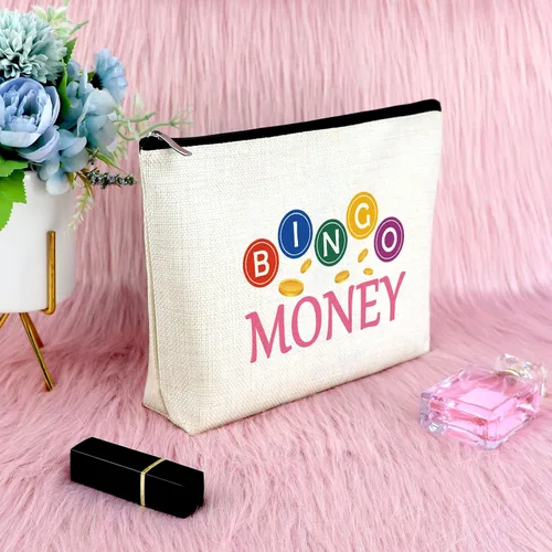 Vista 6 de Regalo de bingo para mujeres, bolsa de maquillaje, regalo para amantes de los juegos de bingo, regalo para amigos, regalo divertido para jugadores