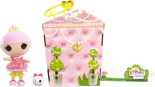 Vista 3 de Lalaloopsy Littles Doll - Gatija con chispas y bolas de hilo para mascotas, muñeca de princesa de 7 pulgadas con atuendo rosa y accesorios, juego