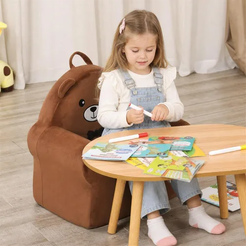 Vista 2 de MOMCAYWEX Silla de bebé acogedora, Silla de personaje prémium, marrón, de 18 meses hasta 3 años
