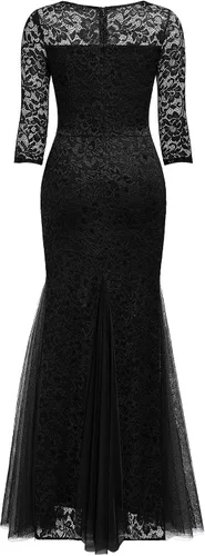Vista 6 de Miusol Vestido largo formal de noche de sirena con encaje floral elegante y manga 23 para mujer