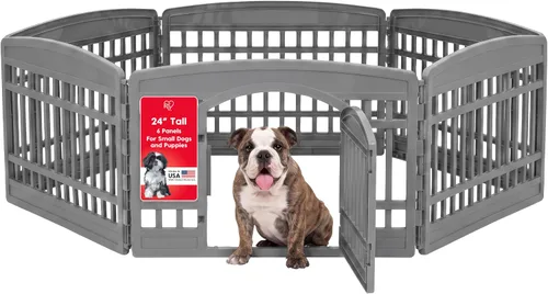 Vista 16 de IRIS USA Corralito para perros de 4 paneles de 24" con puerta, 35 x 35 x 24, corralito para cachorros, corralito para perros de interior, cerca