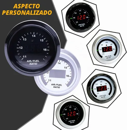 Vista 4 de FHRHRY Calibre de Relación Aire/Combustible UEGO de Banda Ancha 52mm (2-1/16”) con Sensor LSU 4.9, Calibre de Controlador AFR Digital, Kit de Sensor