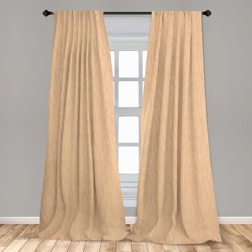 Vista 3 de Lunarable Cortinas con estampado de madera, madera natural rústica con rayas, patrón abstracto ovalado, tema de carpintería, tratamientos