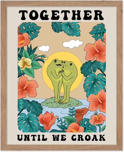 Vista 16 de Poster Master All That Is Meant To Be Poster - Retro Frog on Mushroom Print - Meditation Art - Motivational Design - Preppy Print - Trendy Decor