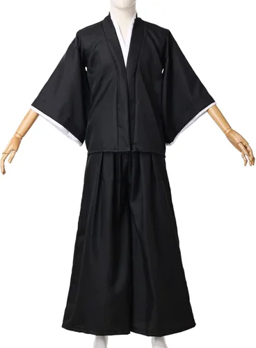 Vista 6 de GRACEART Kimono unisex de anime Yukata Kimono capa japonesa tradicional Samurai Hakama uniforme