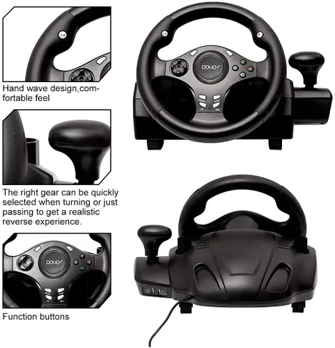 Vista 7 de DOYO Game Racing Wheel with Pedals, 270 Steering Wheels PC with Force Feedback, Racing Steering Wheel compatible with PS4, Xbox Series XS, Xbox