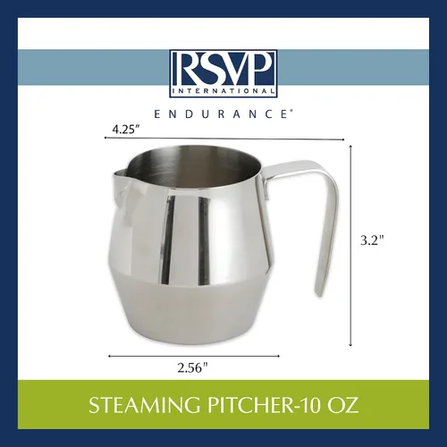 Vista 7 de BACKK RSVP International Kitchen - Jarra para cocinar al vapor y espumar de la colección de café/expreso, 10 onzas, acero inoxidable 18/8