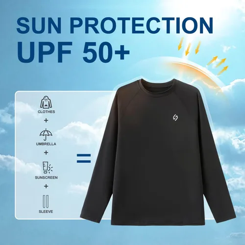 Vista 5 de Men's UPF 50+ Quick-Dry Swim Shirt Rash Guard with Sun Protection