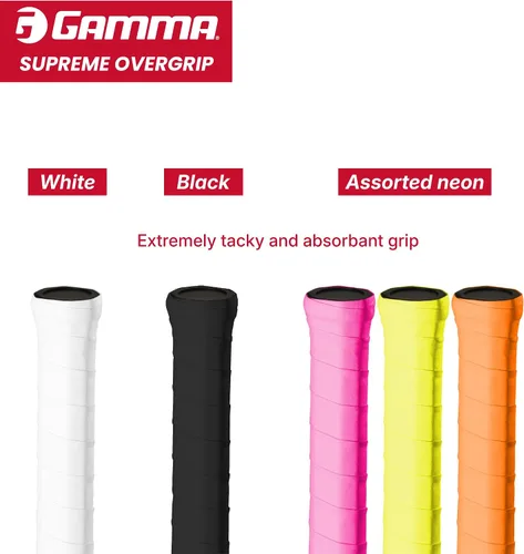 Vista 5 de Gamma Pickleball Supreme Overgrip, Easy to Apply Grip Tape for Pickleball Paddles, Badminton, Squash, Padel Racquets, Replacement Tacky Over Wrap