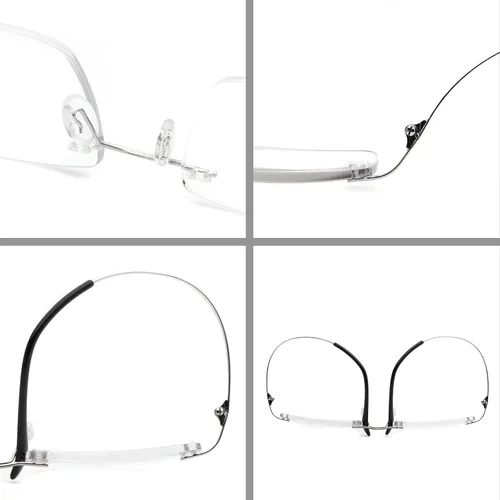 Vista 4 de Titanium Rimless Reading Glasses for Men Women Super Light Blue Light Blocking Computer Readers with Rectangular Lens