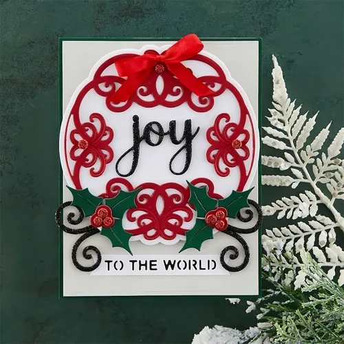 Vista 2 de Troqueles de metal de Navidad al mundo para hacer tarjetas, plantillas de corte para álbumes de recortes, álbum de fotos, papel decorativo