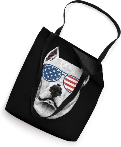 Vista 2 de Dogo Argentino American Flag Tote Bag