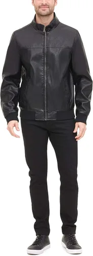 Vista 2 de Tommy Hilfiger chaqueta de aviador sin relleno, piel sintética de cordero, para hombre