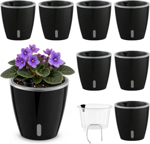 Vista 9 de Macetas transparentes de riego automático para plantas de interior, paquete de 3 macetas de riego automático de 6.7 pulgadas, macetas transparentes