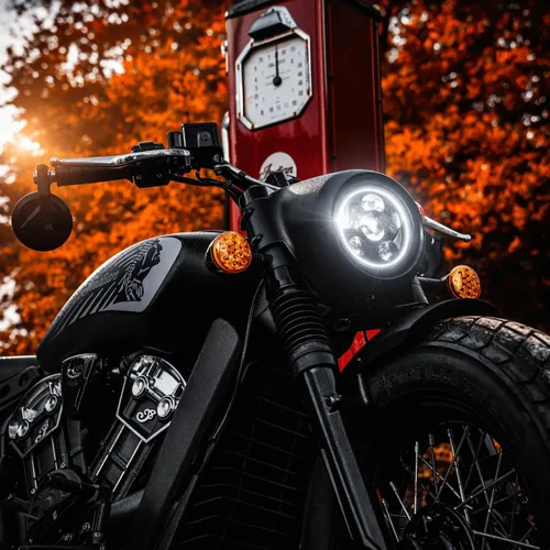 Vista 2 de Eagle Lights 8900BG3H-SCOUT - Faro delantero de motocicleta Indian Scout con anillo de halo blanco, se adapta a 2015+ Scout 60, Scout and Scout