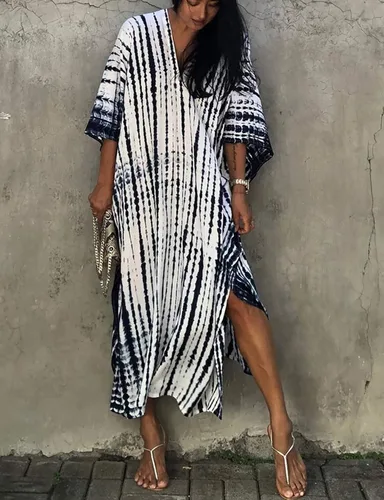 Vista 4 de AILUNSNIKA Vestido de caftán para mujer talla grande manga murciélago traje de baño de bikini