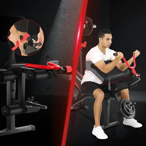 Vista 6 de OPPSDECOR 900LBS Weight Bench Set with Squat Rack Preacher Curl Weight Bench with Leg Extension Bench Press Set Workout Bench for Home Gym Full Body