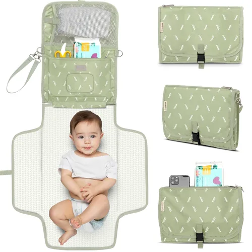 Vista 13 de KeaBabies Cambiador portátil de pañales - Gran cambiador de bebé impermeable, compacto para viajes, bolsillos funcionales para accesorios esenciales
