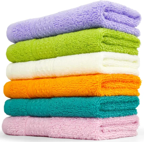 Vista 10 de Cleanbear - Juego de paños de lavado extra suaves (6 unidades, 13.0 x 13.0 pulgadas), muy absorbentes Juego de toallas de algodón suaves y grandes