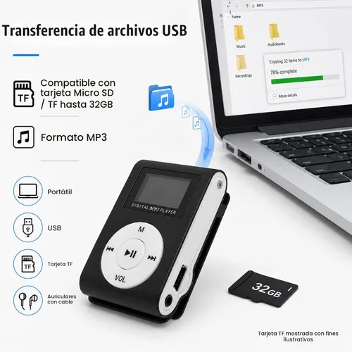 Vista 4 de Reproductor de música Reproductor de MP3 Pantalla Mini