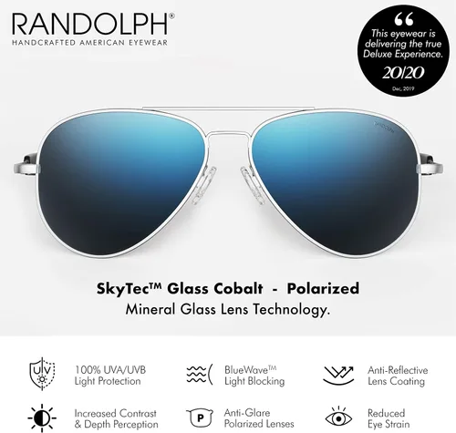 Vista 2 de Randolph USA Concorde Classic Aviator Gafas de sol para hombres o mujeres 100 UV