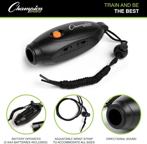 Vista 6 de Champion Sports Silbato electrónico de mano, tres tonos para entrenador deportivo, árbitro, profesor de educación física, salvavidas y uso personal