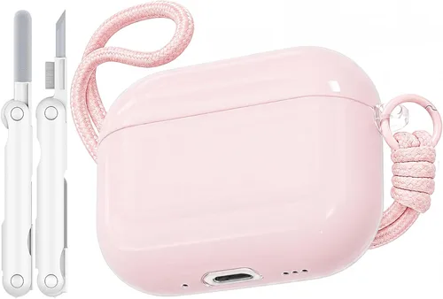 Vista 10 de Funda para AirPods Pro 2ª/1ª con cordón y kit de limpieza, rosa C-rosa