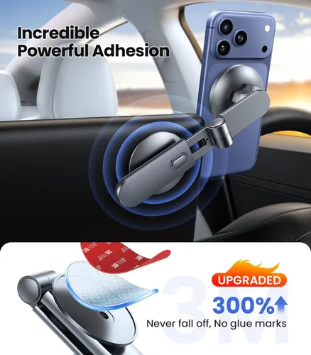 Vista 3 de VICSEED Soporte para teléfono Tesla. Potencia magnética más fuerte: soporte plegable oculto para teléfono Tesla compatible con todos los teléfonos