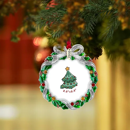 Vista 7 de Adorno de Árbol de Navidad Marco de Fotos Colgante de Metal Pendiente Festivo de 6.35 cm Adorno Decorativo de Mascotas, Primera Navidad del Bebé