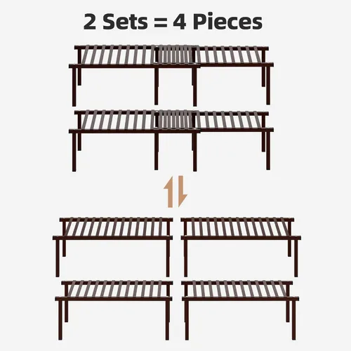 Vista 6 de STORAGE MANIAC Juego de 4 estantes organizadores de gabinete de cocina expandibles, estantes de encimera de cocina, estante de especias para cocina