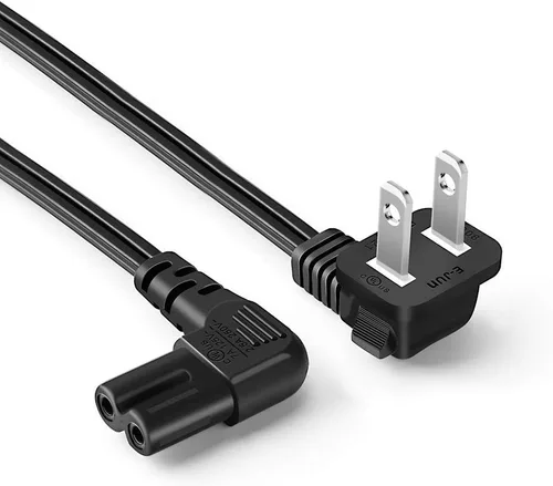 Vista 8 de CableCreation Cable de alimentación angular no polarizado de 2 ranuras en ángulo de 18 AWG (IEC320 C7 a Nema 1-15P), 3.0 ft / negro