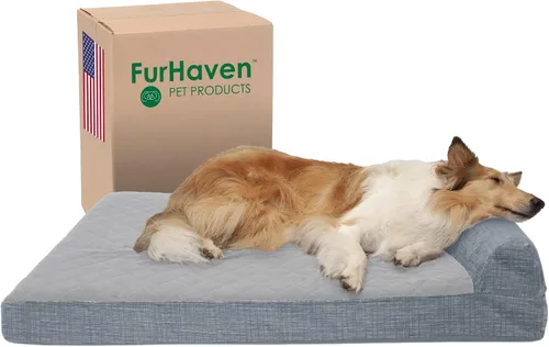 Vista 15 de Furhaven Cama de espuma viscoelástica para perros grandes con refuerzos extraíbles y funda lavable, para perros de hasta 95 libras - Sofá de Gris
