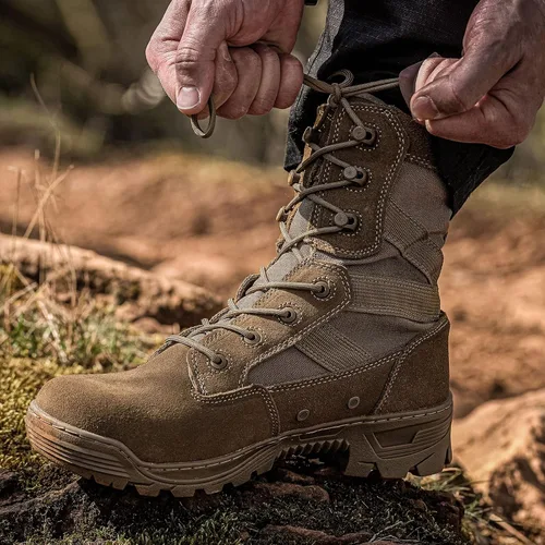Vista 4 de Botas tácticas para hombre, botas militares de trabajo, combate del desierto, botas de combate del ejército para senderismo, motocicleta, escalada