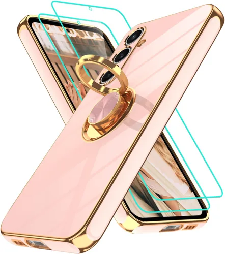 Vista 330 de Funda para Motorola Moto G 5G 2024: Funda Moto G Play 5G 2024 con 2 piezas de protectores de pantalla, soporte de anillo de rotación de 360°