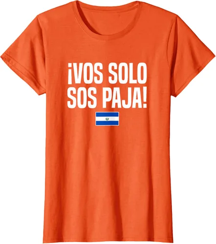 Vista 60 de Camiseta Vos Solo Sos Paja Salvadoran Slang Bandera de El Salvador, Negro