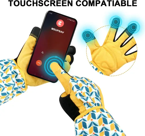 Vista 4 de Guantes Largos de Jardinería, Resistentes a Espinas y Pinchazos, Guantes Protectores para Rosas y Cactus para Jardinero, Regalos