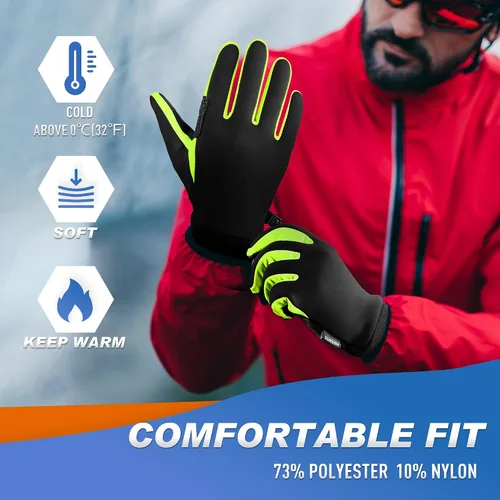 Vista 3 de Sukeen Guantes de invierno para hombre y mujer, guantes antideslizantes para pantalla táctil, guantes cálidos para correr, conducir, ciclismo