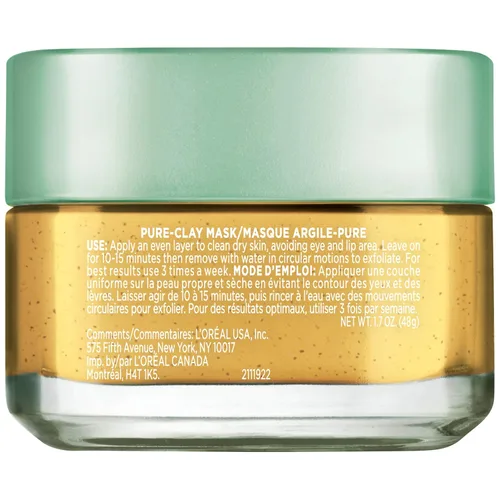 Vista 7 de L'Oreal Paris Skincare - Mascarilla de arcilla pura con limón Yuzu para piel áspera para aclarar y suavizar, máscara de arcilla, máscara facial