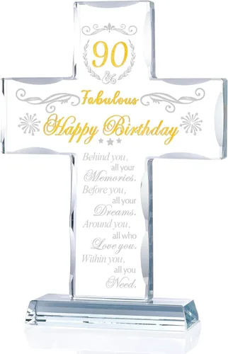 Vista 17 de Regalos de 40 cumpleaños para mujeres y hombres, soporte de cruz de vidrio grabado con 40 y fabulosos regalos religiosos para ella, ideas de regalos