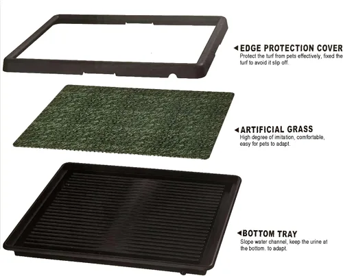 Vista 4 de LOMANTOWN Orinal de césped para interiores, almohadilla reutilizable de hierba para perros con bandeja, caja de arena para perros de 25 x 20