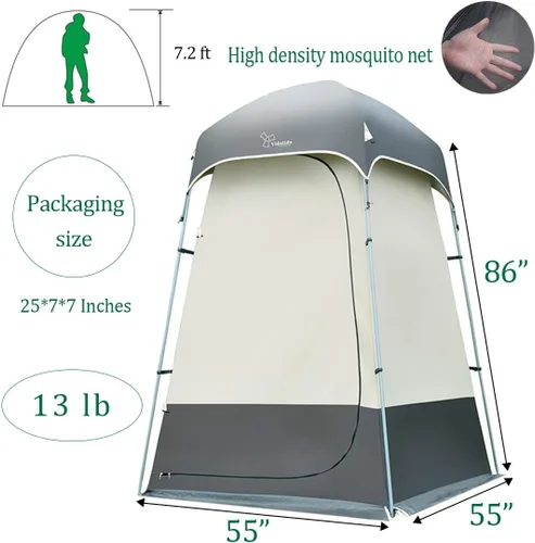 Vista 6 de Carpa de Ducha al Aire Libre Cambiador de Privacidad Carpas de Camping Portátiles