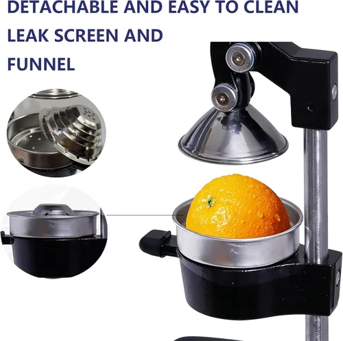 Vista 4 de Exprimidor manual de cítricos de hierro fundido para encimera, accesorios reemplazables de doble material, exprimidor de mano resistente para jugo