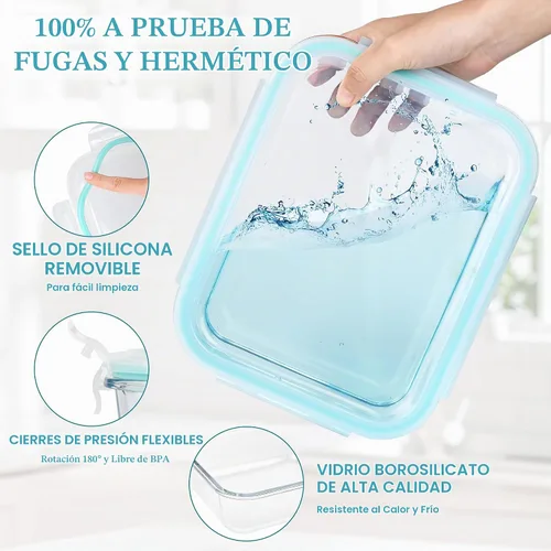 Vista 6 de GEHE Paquete de 4 recipientes grandes de almacenamiento de vidrio con tapas herméticas, recipientes de almacenamiento de alimentos de 78/52/36/22