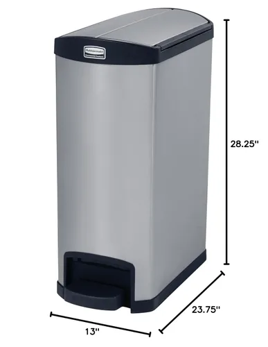 Vista 9 de Contenedor Rubbermaid Commercial Slim Jim, de acero inoxidable, Negro (Black Trim), 1