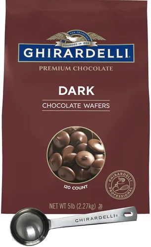 Vista 13 de Ghirardelli Pepitas de chocolate 60% cacao, bolsa de 5 libras con cuchara barista con sello Ghirardelli