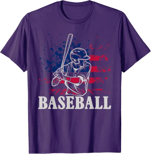 Vista 69 de Camiseta de béisbol deportiva estadounidense con bandera estadounidense, Negro, S