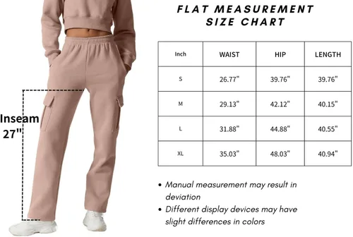 Vista 6 de QINSEN Pantalones deportivos holgados de cintura media para mujer, pantalones largos de forro polar con bolsillos